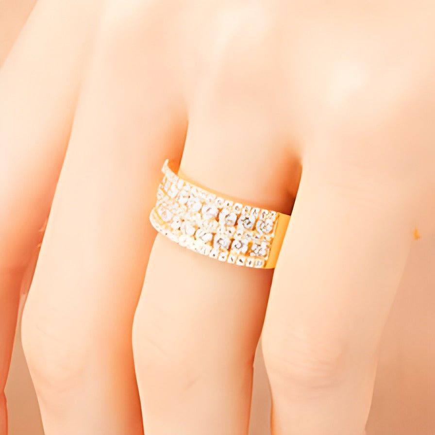 Mehrreihiger Ring mit Diamanten 1.0 ct. Gesamtgewicht in 10K Gelbgold
