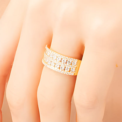 Mehrreihiger Ring mit Diamanten 1.0 ct. Gesamtgewicht in 10K Gelbgold