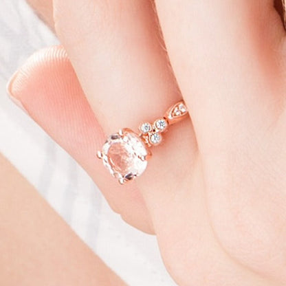 8.0mm Morganit und 0.1 ct. Gesamtgewicht Diamant Vintage-Ring in 10K Roségold