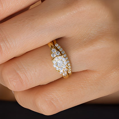Braut-Set mit Diamanten 0.63 ct. Gesamtgewicht, rund, in 14K Gelbgold