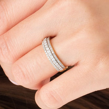 0,5 ct. Gesamtgewicht Diamant-Ring mehrreihig in 10K Gelbgold