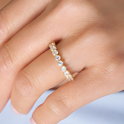 Ehering mit Diamanten 1.0 ct. Gesamtgewicht in 10K Gelbgold