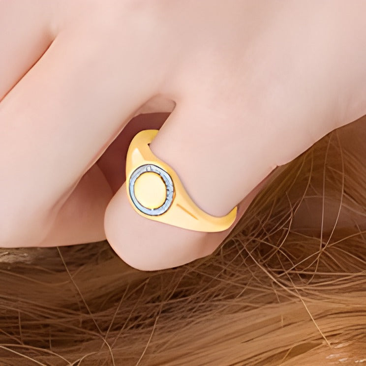 Signet-Ring mit Diamant in 10K Gelbgold