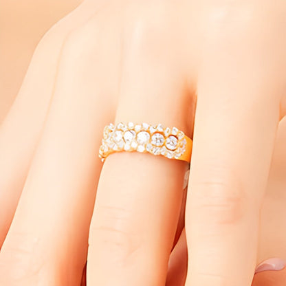 Diamant-Ring mit Muschelrand 1.0 ct. Gesamtgewicht in 10K Gelbgold