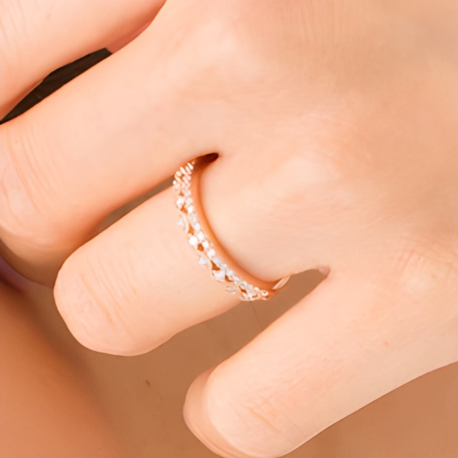 0.2 ct. Gesamtgewicht Diamant Vintage-Stil Kaskaden-Stapelring in 10K Roségold