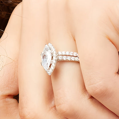 2.25 CT. TW Braut-Set mit Labordiamanten im Marquise-Schliff in 14K Weißgold (I/SI2)