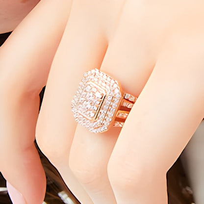 Brautset mit weißen Diamanten 1.25 ct. Gesamtgewicht in 10K Roségold