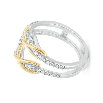 0.38 ct. Gesamtgewicht Diamant Infinity Chevron Solitär-Enhancer Ring in 10K Two-Tone Gold