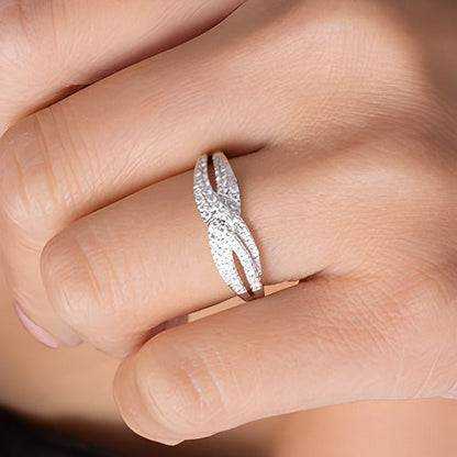 0,33 ct. Gesamtgewicht Diamant Memoire-Ring im Crossover-Design in 10K Weißgold