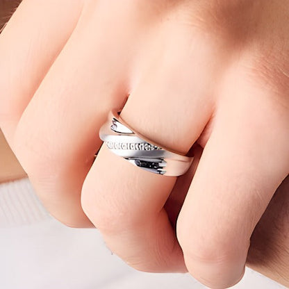 Memoire-Ring mit Diamant-Besatz Bypass in 10K Weißgold