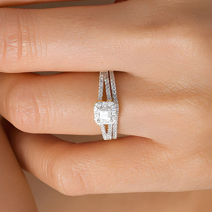 0.33 ct. Gesamtgewicht Brautset mit Diamanten im Princess- und Rundschliff in 10K Gelbgold