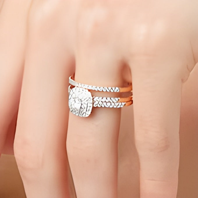 1.0 ct. Gesamtgewicht Diamant Braut-Set mit doppeltem Rahmen und mehrreihigem Design in 10K Roségold
