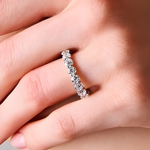 4.0 CT. TW Labordiamant Memoire-Ring mit Muschelfassung in 14K Weißgold (F/VS2) – Größe 6
