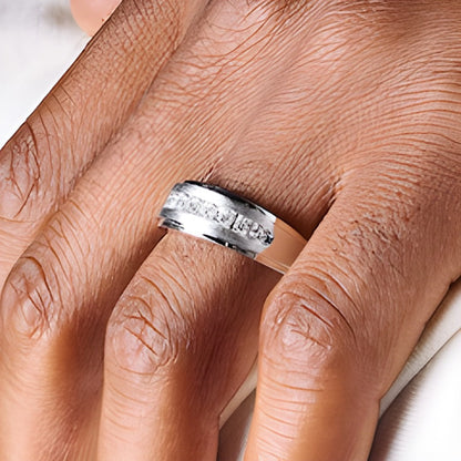 0.5 ct. Gesamtgewicht Diamant-Ring mit Stufenkante in 10K Weißgold
