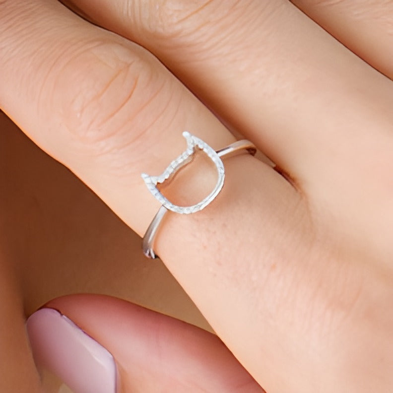 0.1 ct. Gesamtgewicht Diamant Katzen-Umriss Fashion Ring in 10K Weißgold