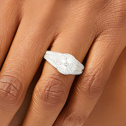 1.0 CT. TW Diamant-Verlobungsring Halo mit seitlichem Besatz und geteilter Schiene in 14K Weißgold (I/I2)