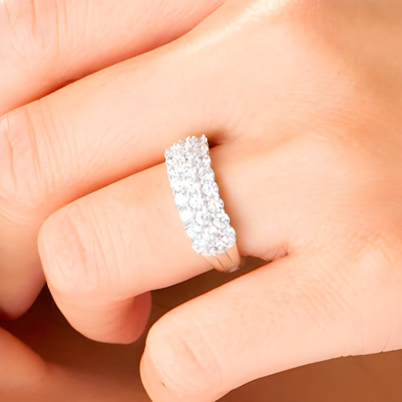 1.5 ct. Gesamtgewicht Diamant mehrreihiger Ring in 10K Weißgold