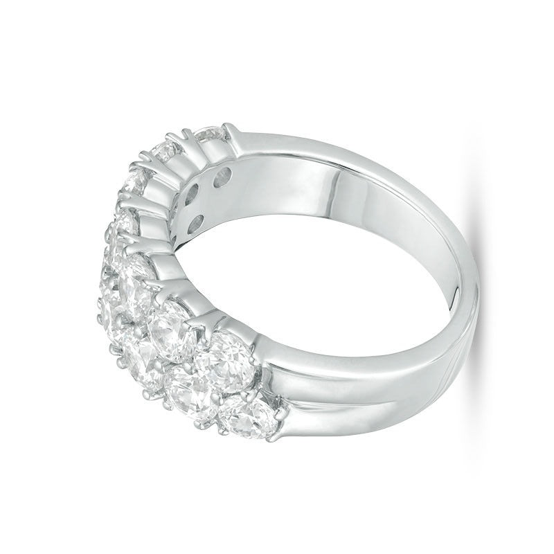 Memoire-Ring mit Diamanten, zweireihig, 4.0 ct. Gesamtgewicht, in 10K Weißgold