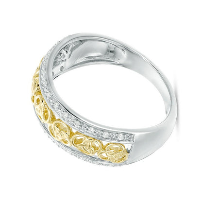0.13 ct. Gesamtgewicht Diamant Love-Knot Ehering in 14K Bicolor-Gold