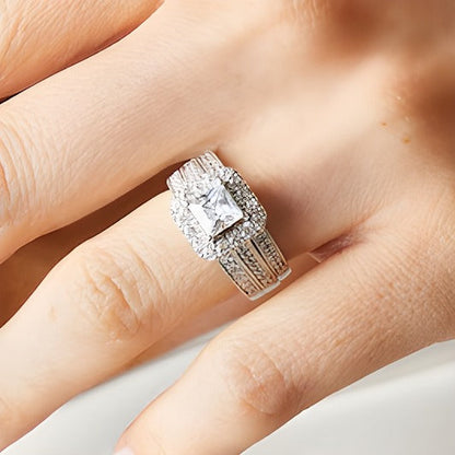 Braut-Set mit Labordiamanten im Princess-, Rund- und Kissenschliff, 2.0 ct. Gesamtgewicht, in 14K Weißgold (F/VS2)