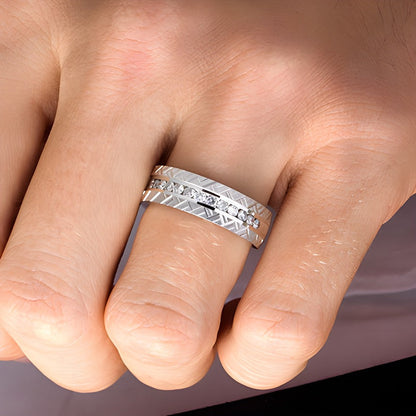 0.5 ct. Gesamtgewicht Diamant-Ehering im Zickzack-Muster aus 10K Weißgold