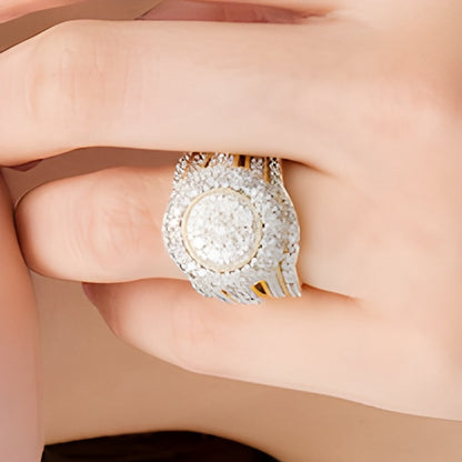 2.25 ct. Gesamtgewicht Multi-Diamant mehrreihiges dreiteiliges Braut-Set im Vintage-Stil in 10K Gelbgold