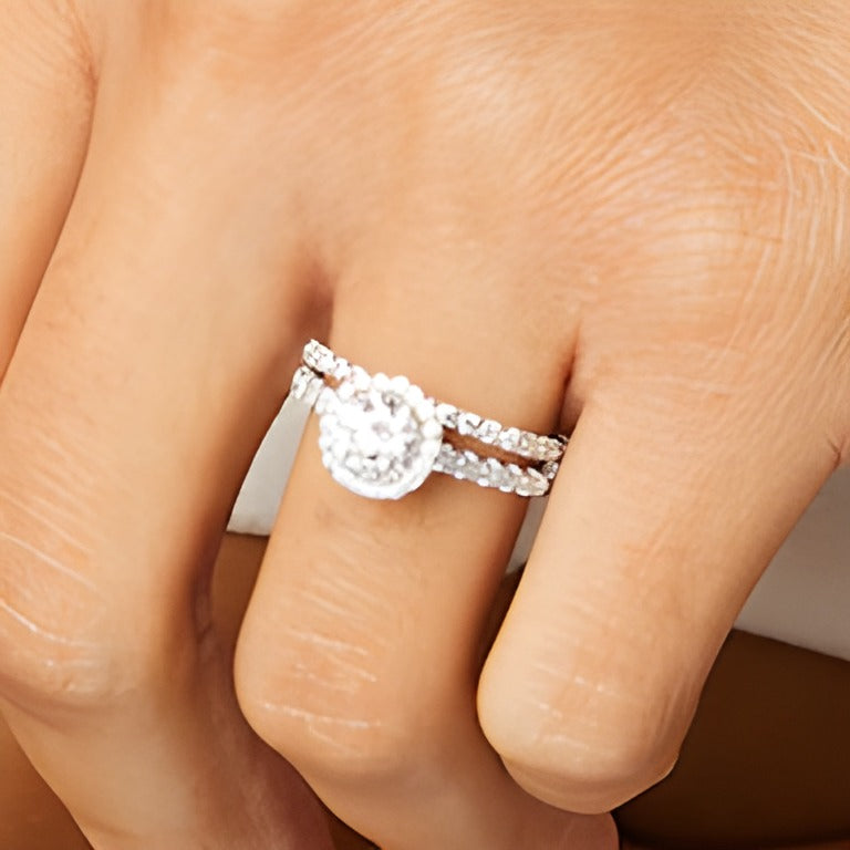 Braut-Set mit Labordiamanten 1,75 ct. Gesamtgewicht in 14K Weißgold (I/SI2)