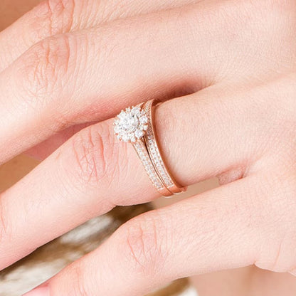 0,5 ct. Gesamtgewicht Diamant-Brautset in 10K Roségold