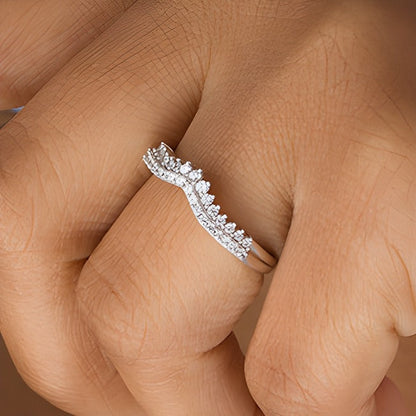 0.33 ct. Gesamtgewicht Diamant Memoire-Ring zweireihig im Chevron-Design in 10K Weißgold