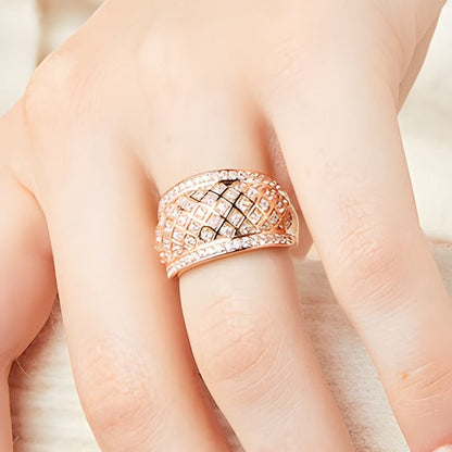 0.75 ct. Gesamtgewicht Diamant Ring mit breitem Gittermuster in 10K Roségold