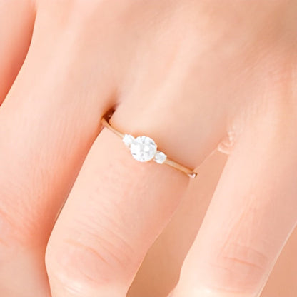 Dreistein-Verlobungsring mit Diamanten 0,5 ct. Gesamtgewicht in 14K Gelbgold