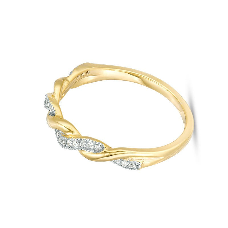 0.1 CT. Gesamtgewicht Diamant-Ring im Vintage-Stil mit Twist-Design in 10K Gelbgold