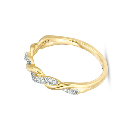 0.1 CT. Gesamtgewicht Diamant-Ring im Vintage-Stil mit Twist-Design in 10K Gelbgold