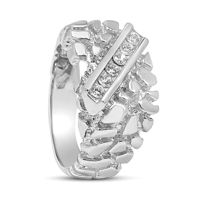 0,33 ct. Gesamtgewicht Diamant Nugget-Ring mit sechs Steinen in rhodiniertem Sterlingsilber