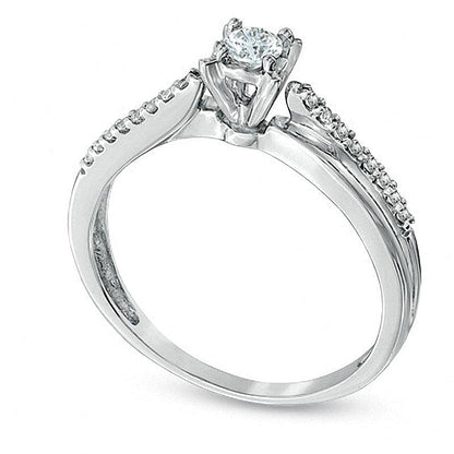 0,25 ct. Gesamtgewicht Diamant Crisscross Freundschaftsring in 10K Weißgold