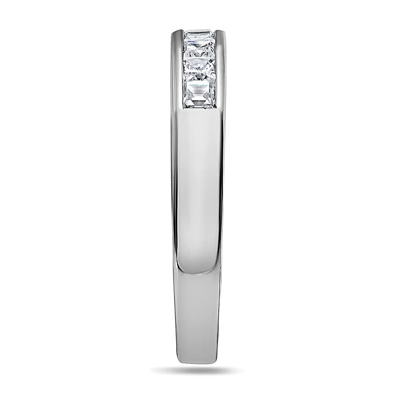 0.5 CT. TW Ehering mit Diamanten im Princess-Schliff, neun Steine, in Platin (I/SI2)