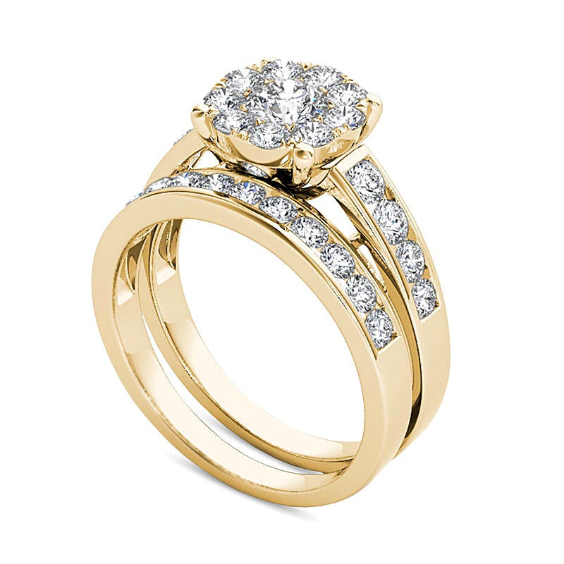 1,5 ct. Gesamtgewicht Diamant-Brautset in 14K Gelbgold