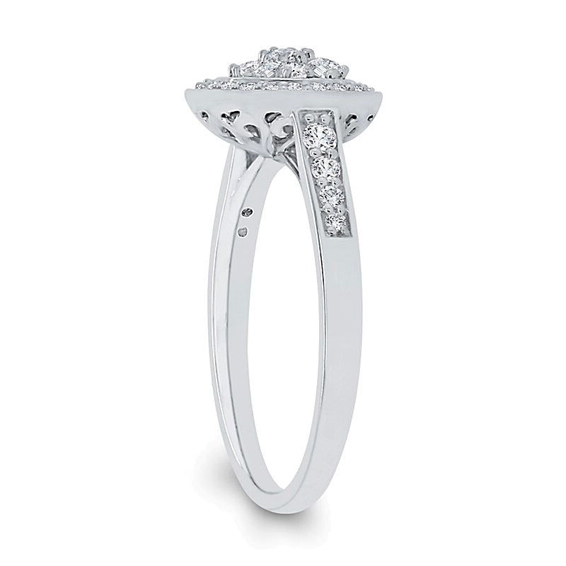 0,38 ct. Gesamtgewicht Ring mit mehreren Diamanten in 10K Weißgold