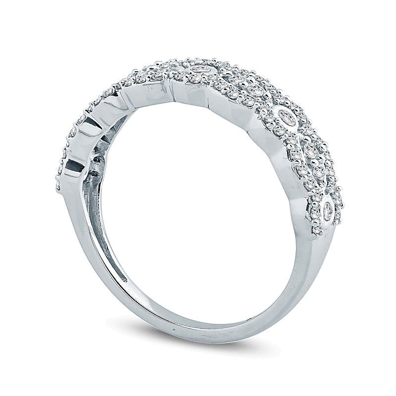 0,5 ct. Gesamtgewicht Diamant Memoire-Ring mit abwechselnd runden und Marquise-Diamanten im Wellenmuster in 10K Weißgold