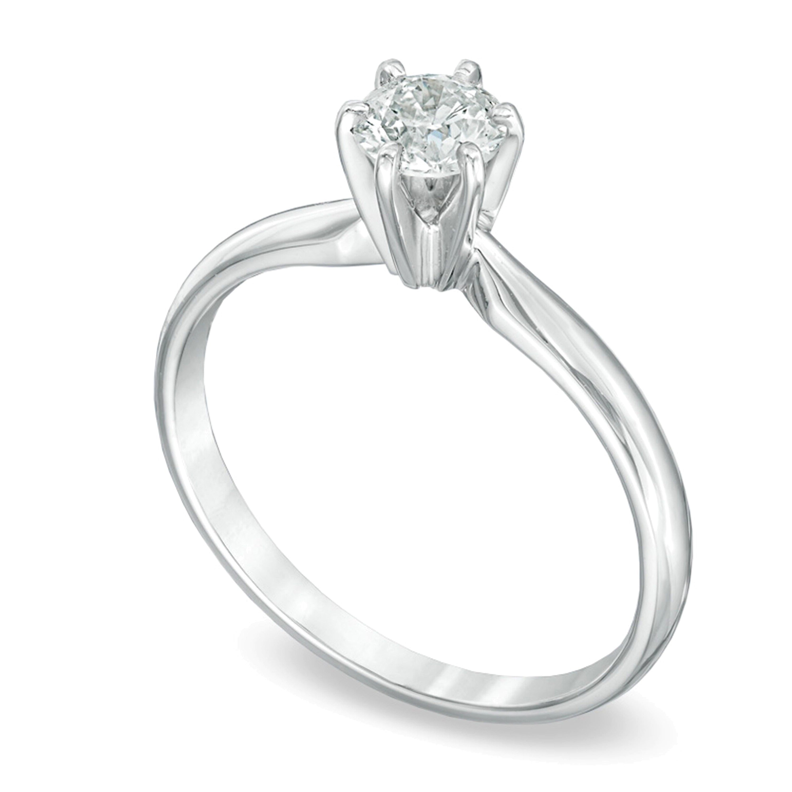 0.5 CT. Diamant-Solitär-Verlobungsring in 14K Weißgold (I/I2)