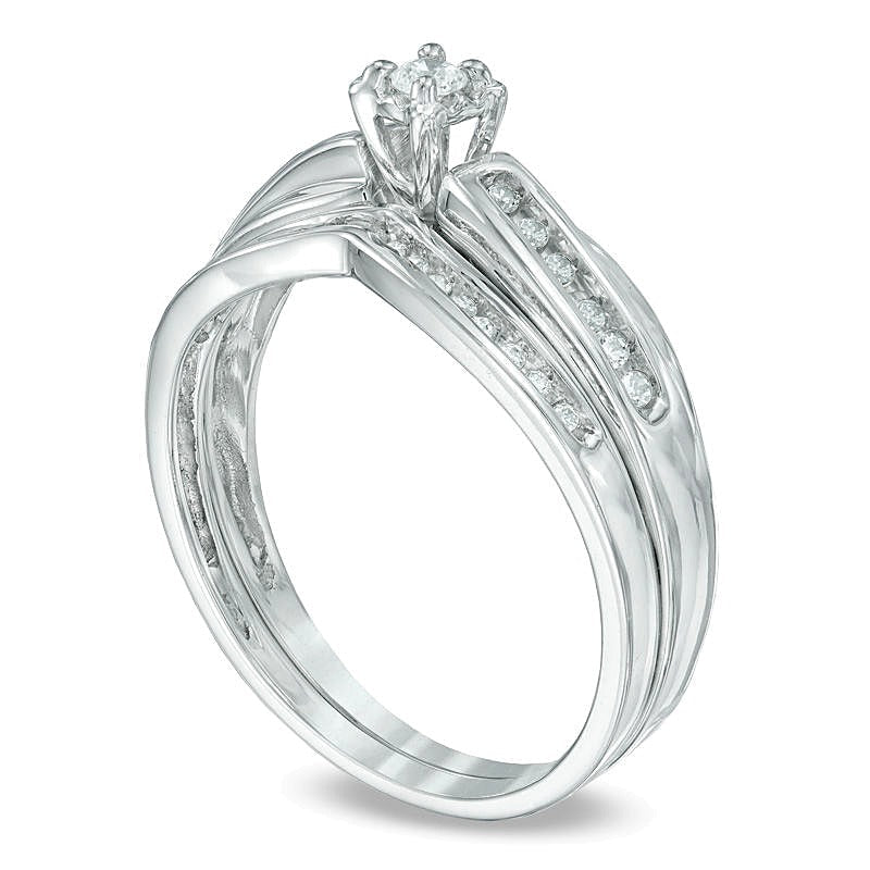 0.17 ct. Gesamtgewicht Diamant-Brautset in rhodiniertem Sterlingsilber