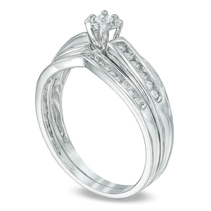 0.17 ct. Gesamtgewicht Diamant-Brautset in rhodiniertem Sterlingsilber