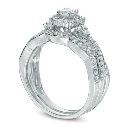 0,63 ct. Gesamtgewicht Diamant Brautset mit Twist-Rahmen in 10K Weißgold