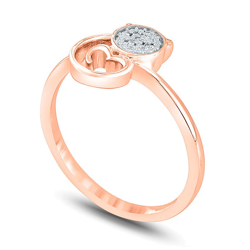 Katzen-Herz-Ring mit Diamant-Besatz in 10K Roségold