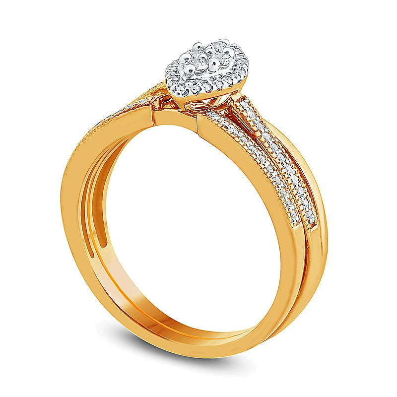 Braut-Set mit Marquise-Diamanten im Vintage-Stil in 10K Gelbgold, 0.33 ct. Gesamtgewicht