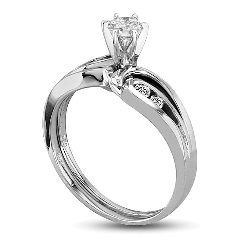 0.5 ct. Gesamtgewicht Diamant Bypass Brautset in 14K Weißgold