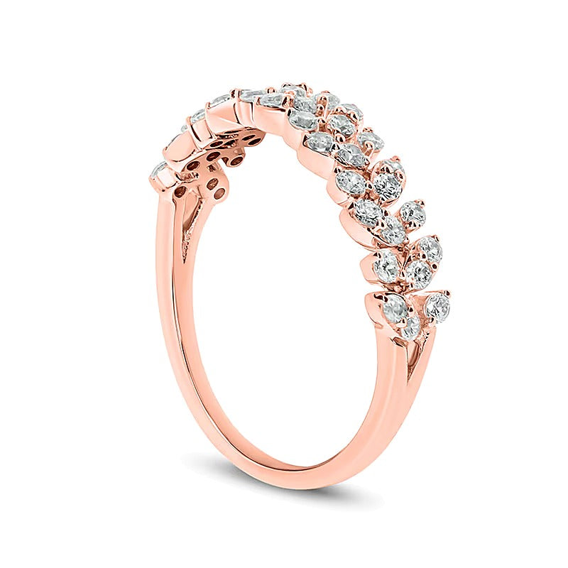0.5 ct. Gesamtgewicht Diamant Memoire-Ring mit Blattranken-Motiv in 10K Roségold