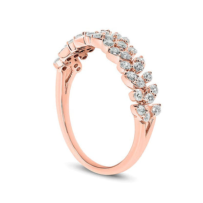 0.5 ct. Gesamtgewicht Diamant Memoire-Ring mit Blattranken-Motiv in 10K Roségold
