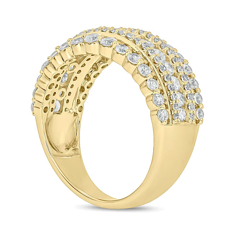 1.5 ct. Gesamtgewicht Diamant Ring mehrreihig im Vintage-Stil in 10K Gelbgold