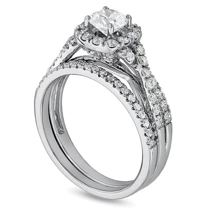 1.0 ct. Gesamtgewicht Diamant Braut-Set mit gedrehter Fassung in 14K Weißgold